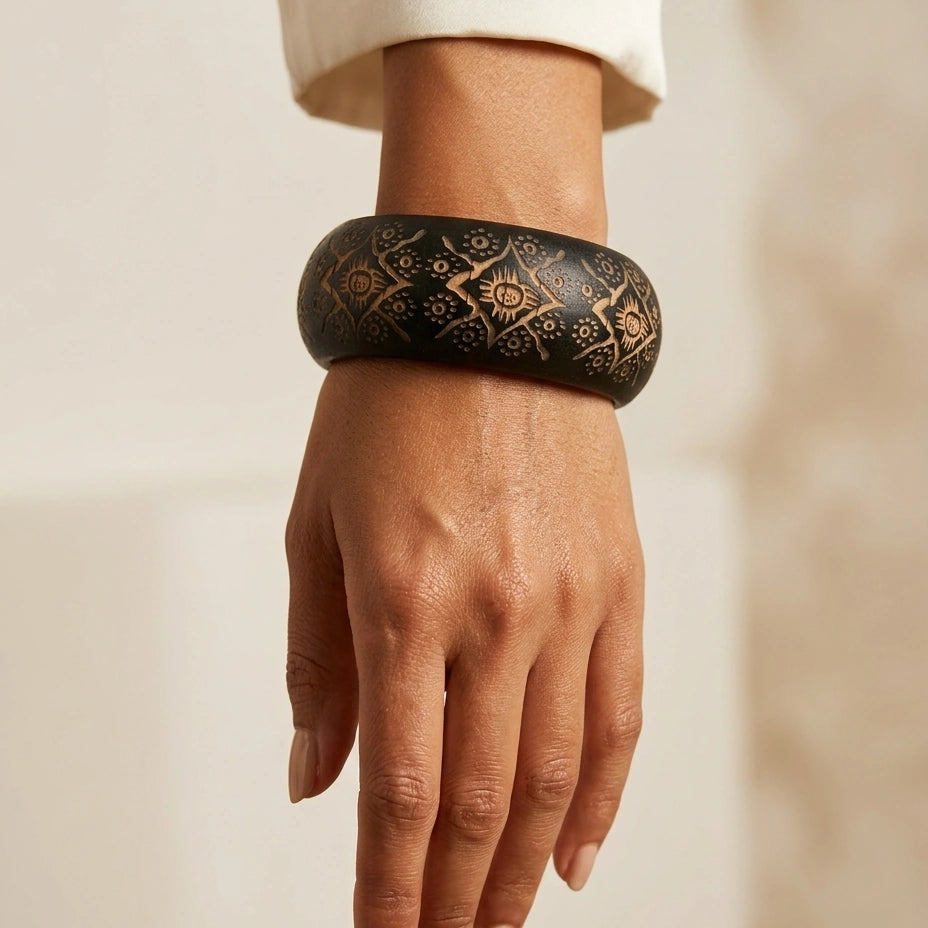 Carved Cinnabar Bangle – view 6