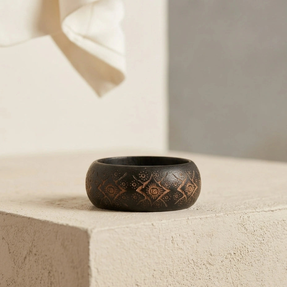 Carved Cinnabar Bangle – view 7