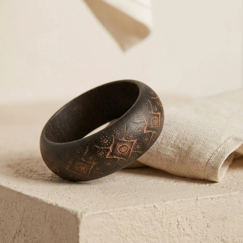 Carved Cinnabar Bangle – view 8