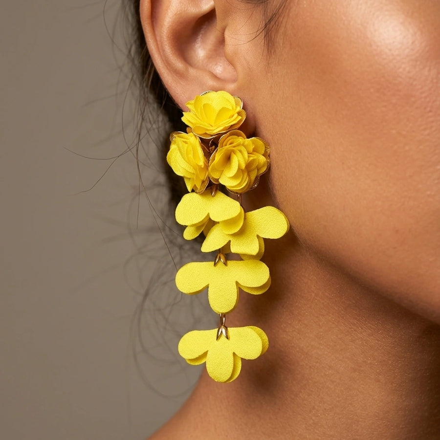 Yellow Floral Drop Earrings – Nische