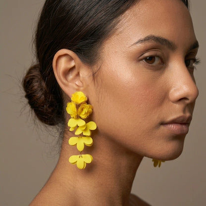 Yellow Floral Drop Earrings – view 4