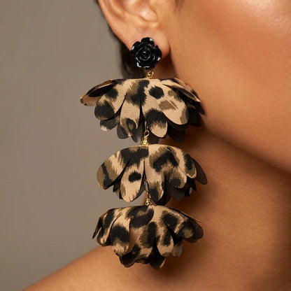 Leopard Tiered Drop Earrings – view 2