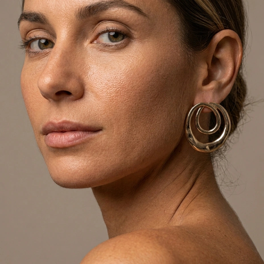 Double Hoop Silver Earrings – view 3