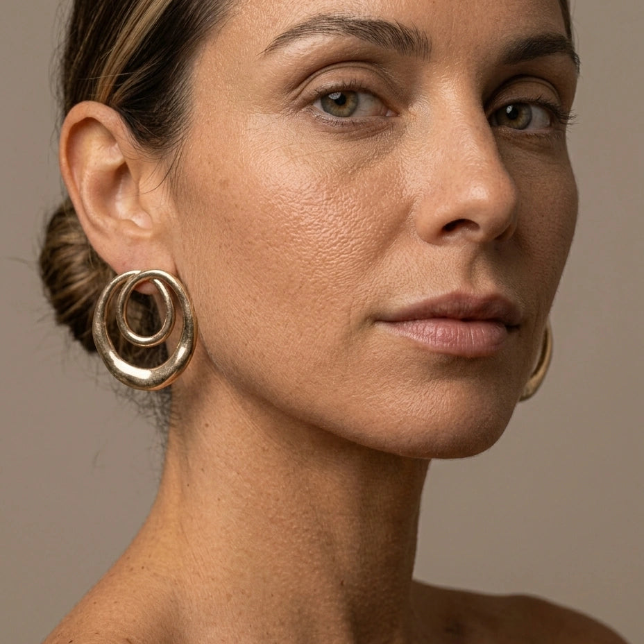 Double Hoop Silver Earrings – view 4