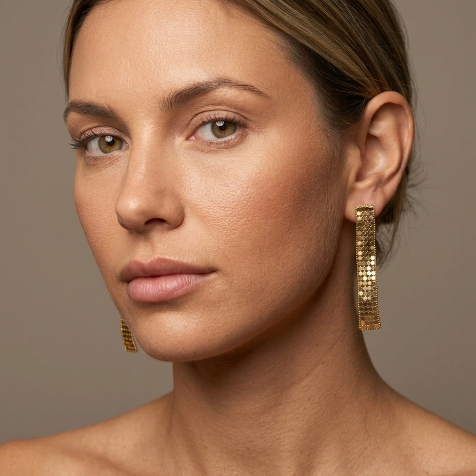 Golden Mesh Drop Earrings – view 3