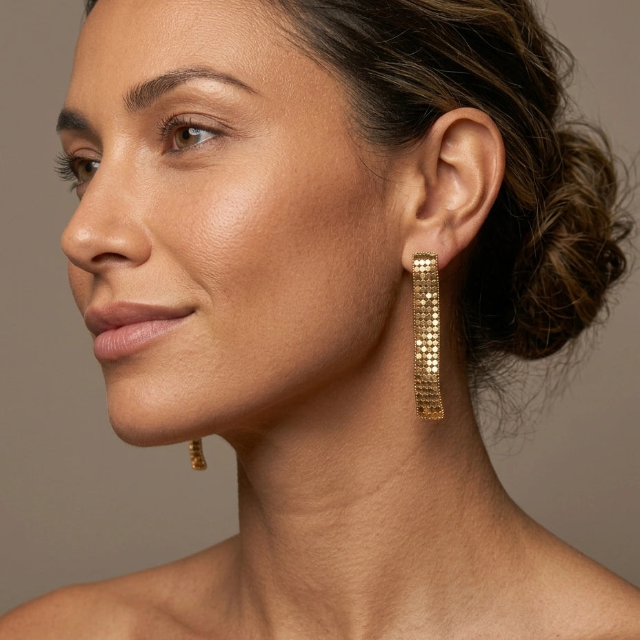 Golden Mesh Drop Earrings – Nische