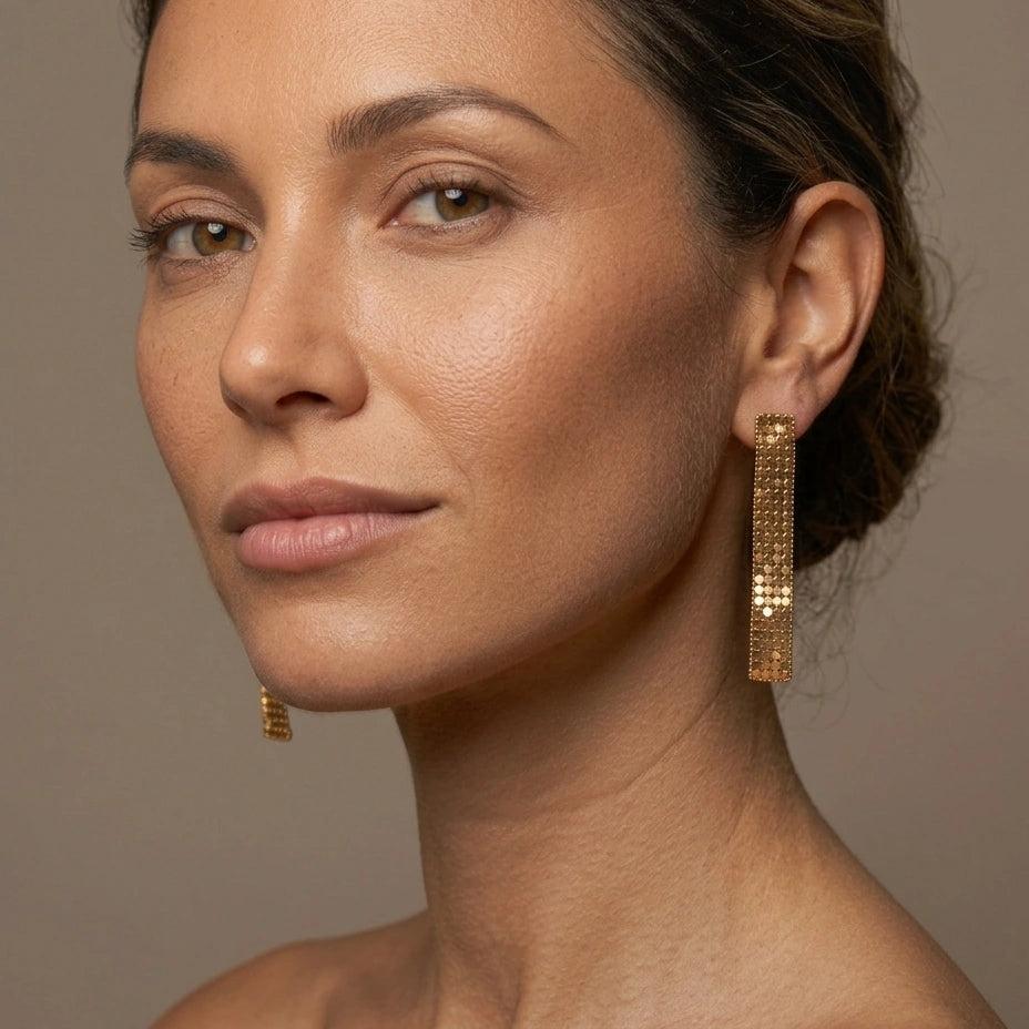 Golden Mesh Drop Earrings – view 4