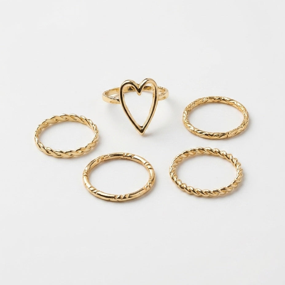 Open Heart Stackable Ring Set – Nische