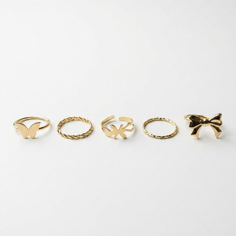 Butterfly & Bow Stackable Ring Set – Nische