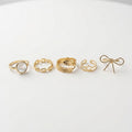 Moonstone & Bow Stackable Ring Set – Nische