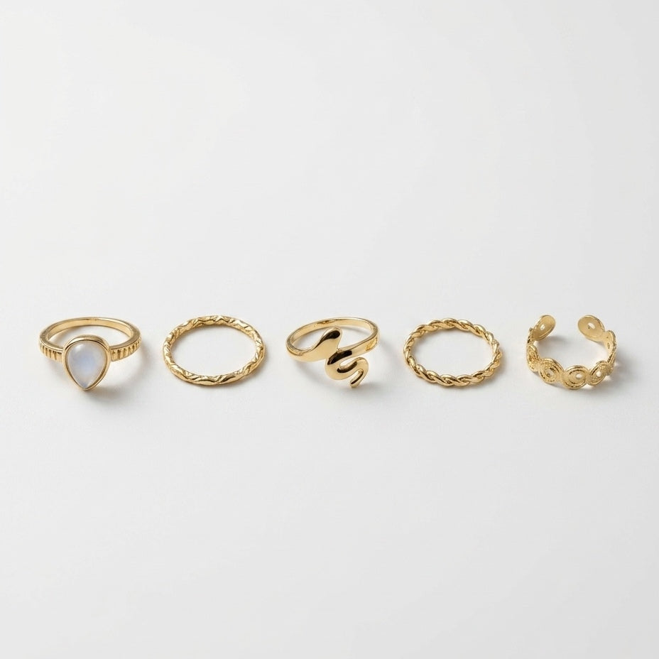Serpent & Stone Stackable Ring Set – view 2