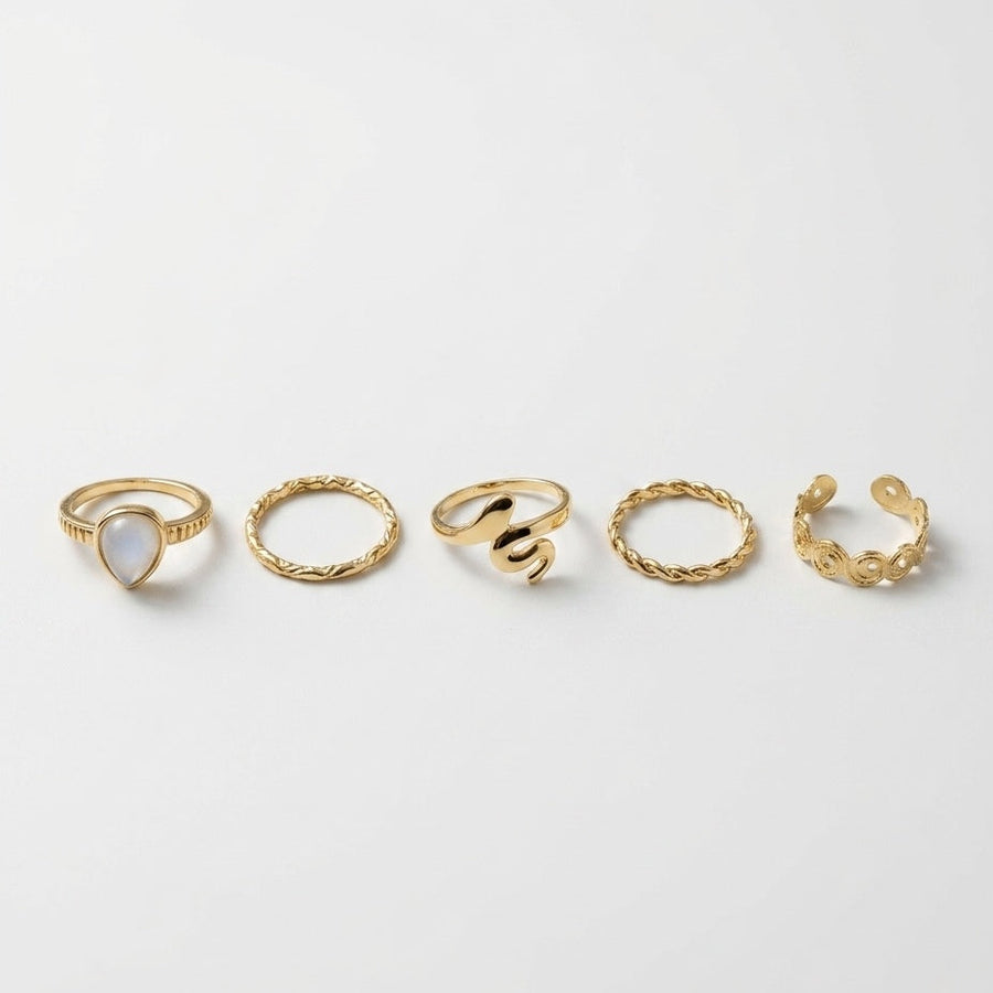 Serpent & Stone Stackable Ring Set – Nische