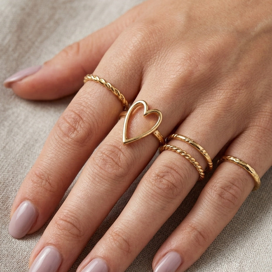 Open Heart Stackable Ring Set – view 2