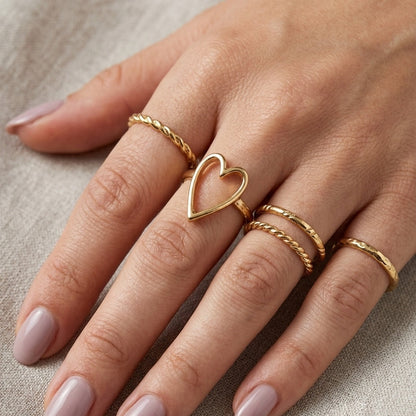 Open Heart Stackable Ring Set – view 2