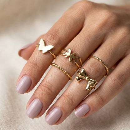 Butterfly & Bow Stackable Ring Set – view 2
