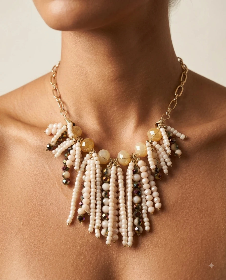 Beaded Fringe Necklace - view 2