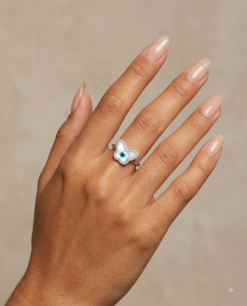 Butterfly Evil Eye Ring