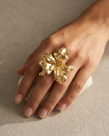 Golden Orchid Ring