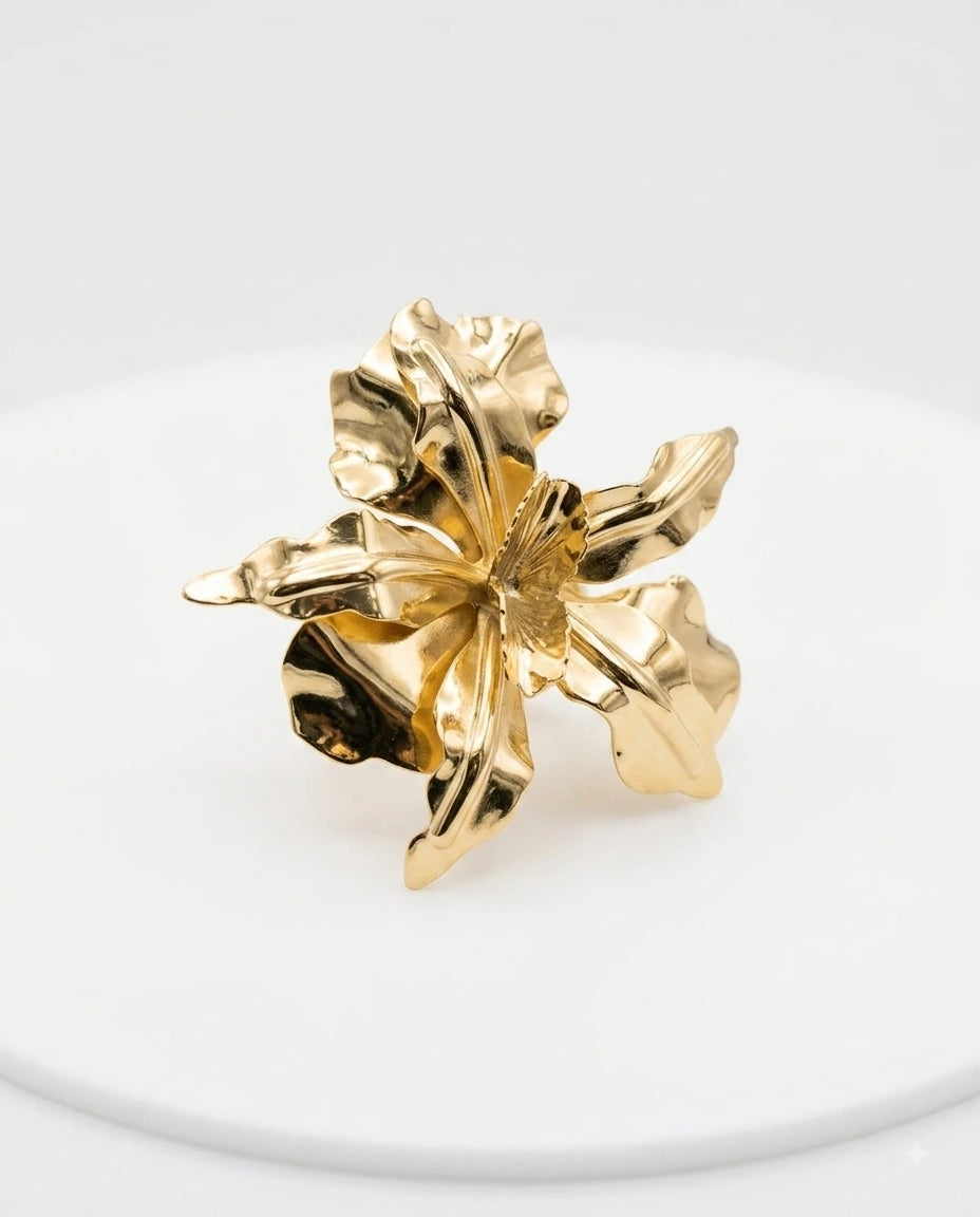 Golden Orchid Ring - view 2