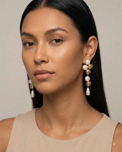 Golden Pearl Cascade Earring - view 2