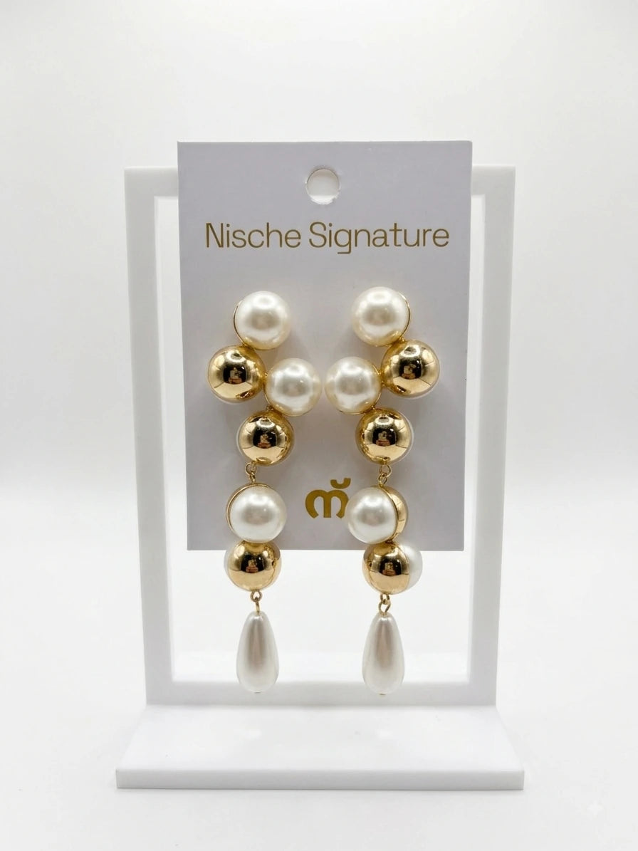 Golden Pearl Cascade Earring - view 3