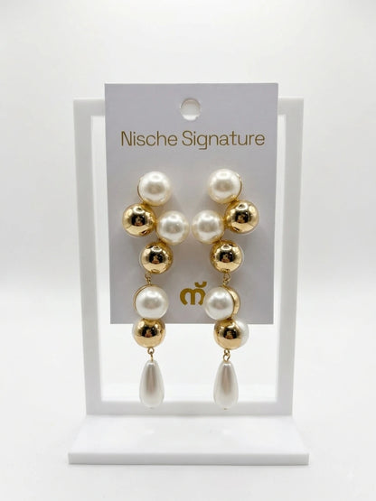 Golden Pearl Cascade Earring - view 3
