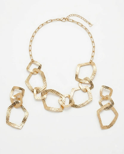 Hammered Geometric Link Necklace - view 2