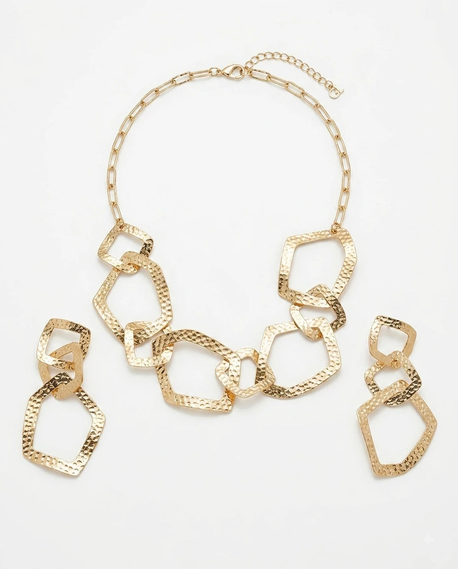Hammered Geometric Link Necklace - view 2