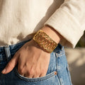 Golden Wire Interlocking Cuff Bracelet