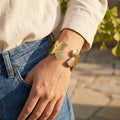 Golden Petal Open Cuff Bracelet