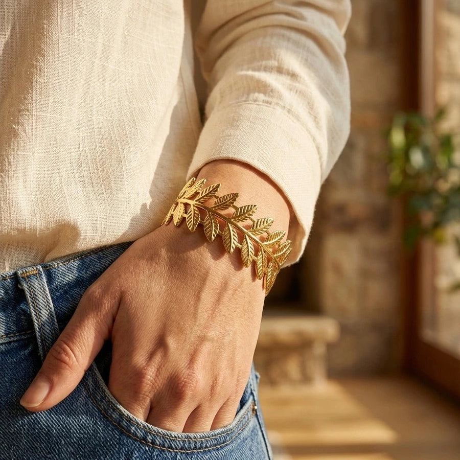 Laurel Leaf Gold Cuff