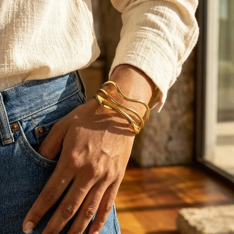The Wave Gold Cuff Bracelet