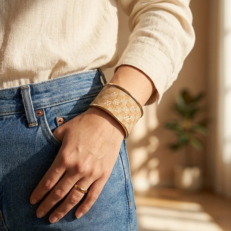 Artisan Patterned Wide Cuff Bracelet