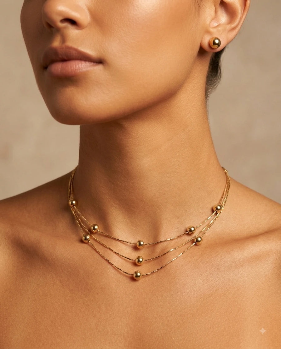 Layered Spherical Bead Necklace