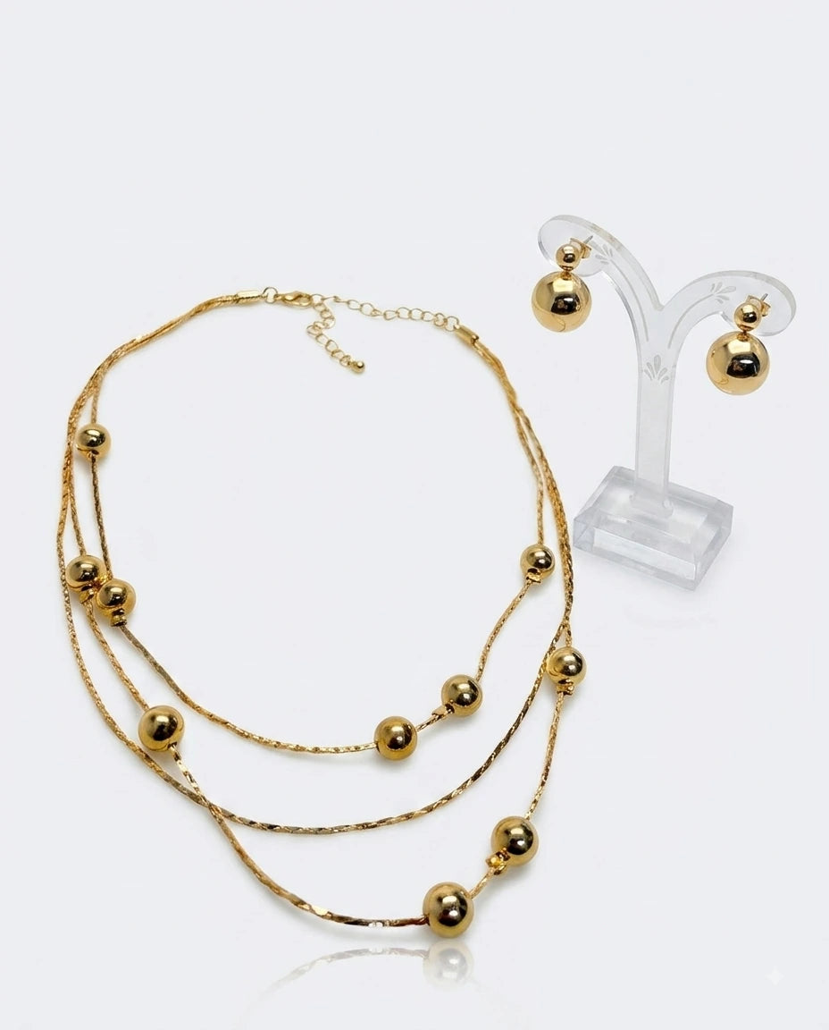 Layered Spherical Bead Necklace - view 2