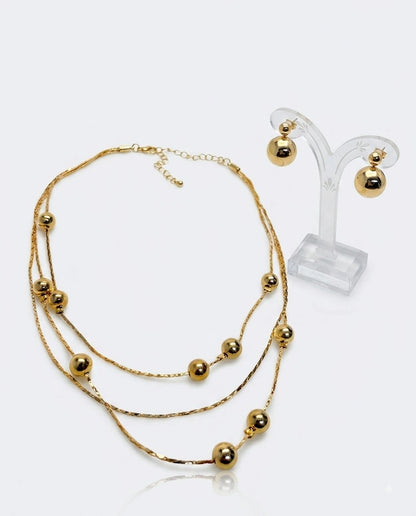 Layered Spherical Bead Necklace - view 2