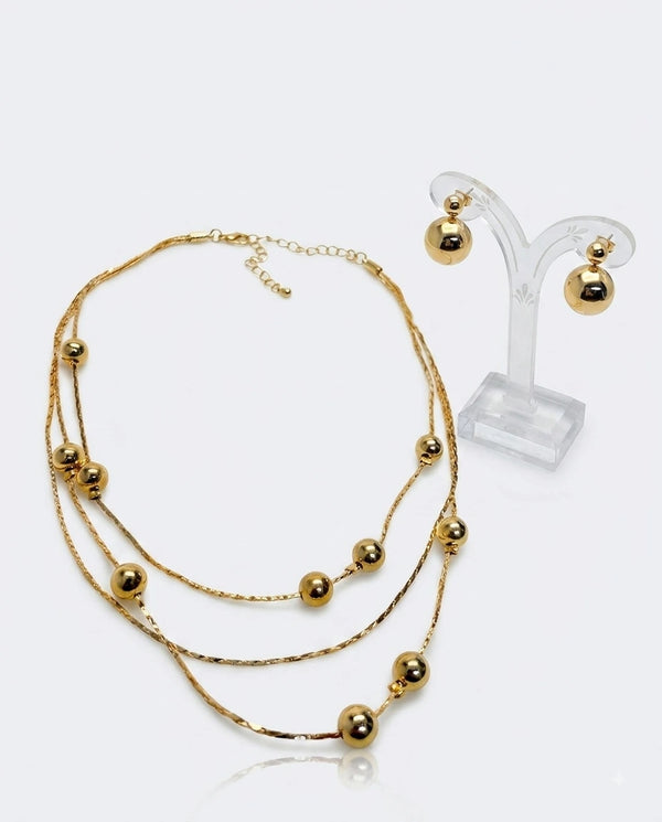 Layered Spherical Bead Necklace - view 2