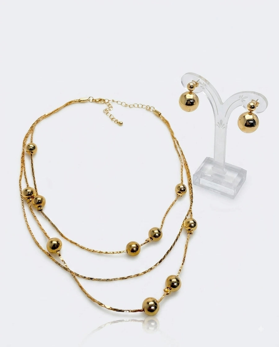 Layered Spherical Bead Necklace