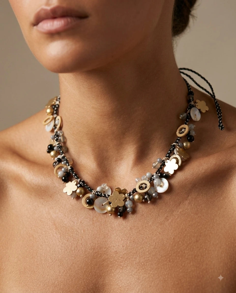 Midnight Blossom Garland Necklace