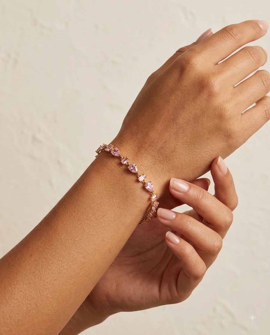 Petal Pink Adjustable Bracelet worn on wrist