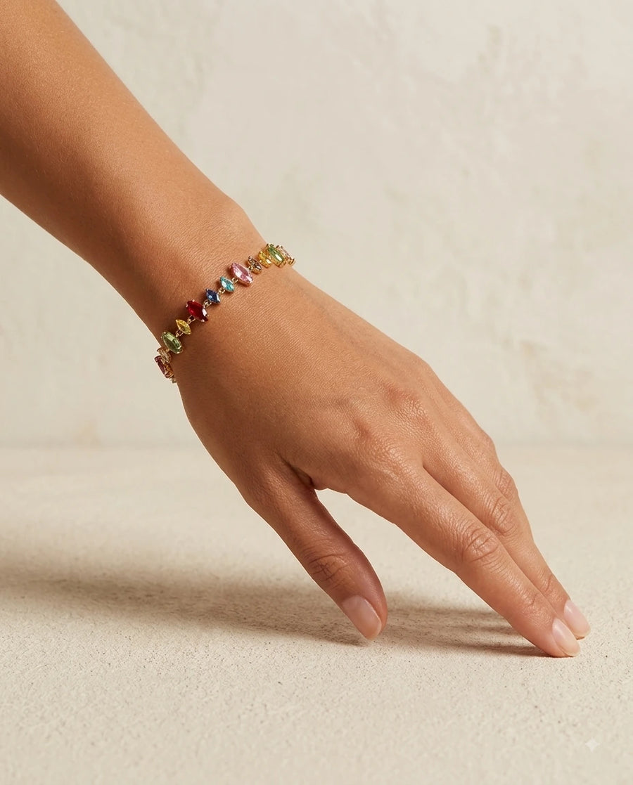 Rainbow Marquise Bracelet worn on wrist