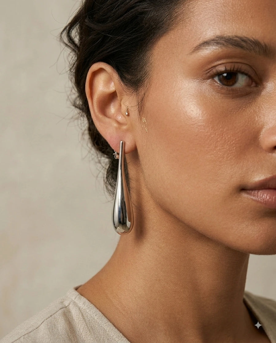 Silver Teardrop Drop Earring