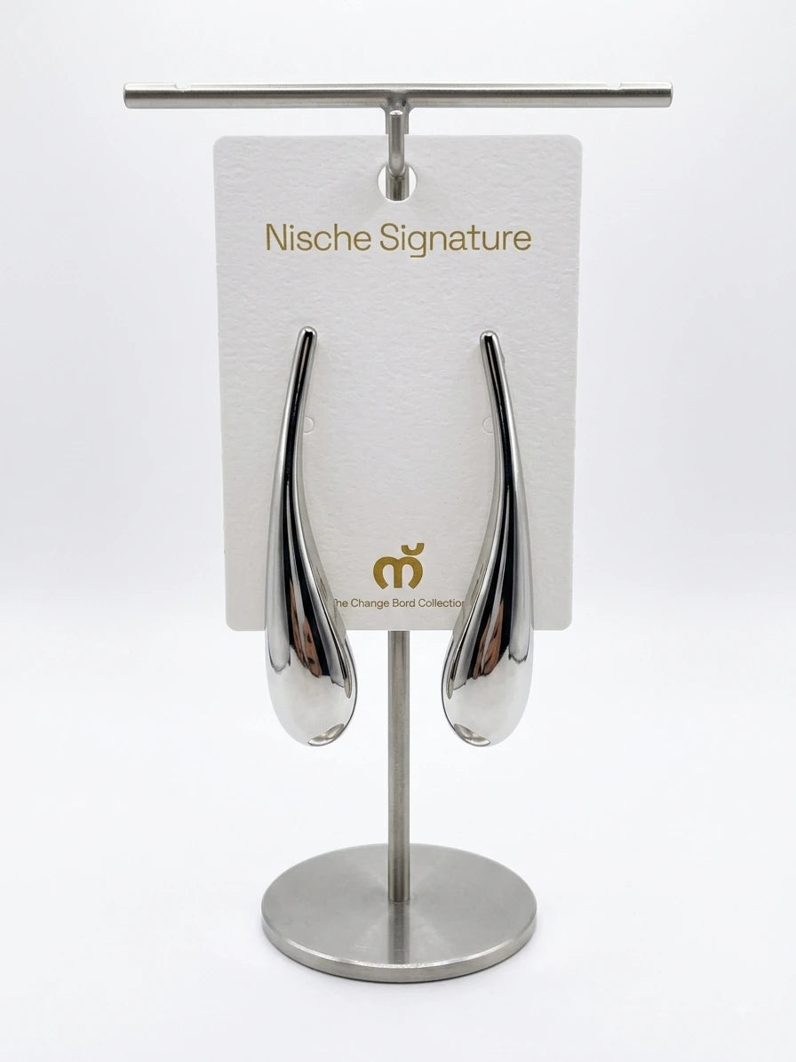 Silver Teardrop Drop Earring - view 3