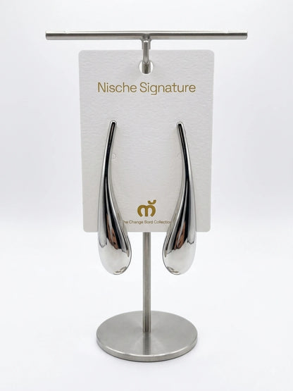 Silver Teardrop Drop Earring - view 3