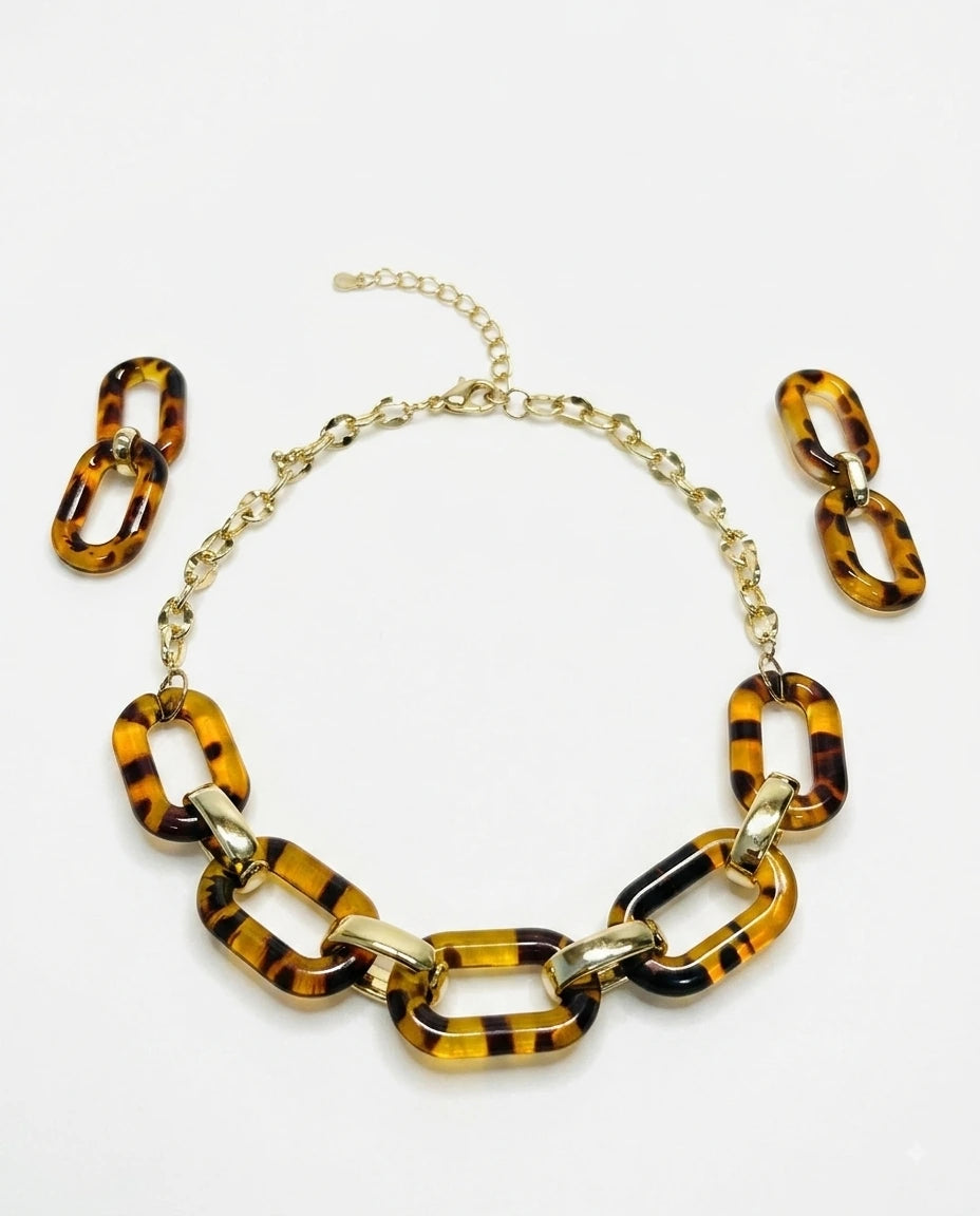 Tortoise Link Statement Necklace
