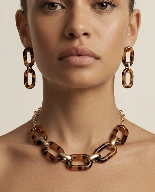 Tortoise Link Statement Necklace - view 2