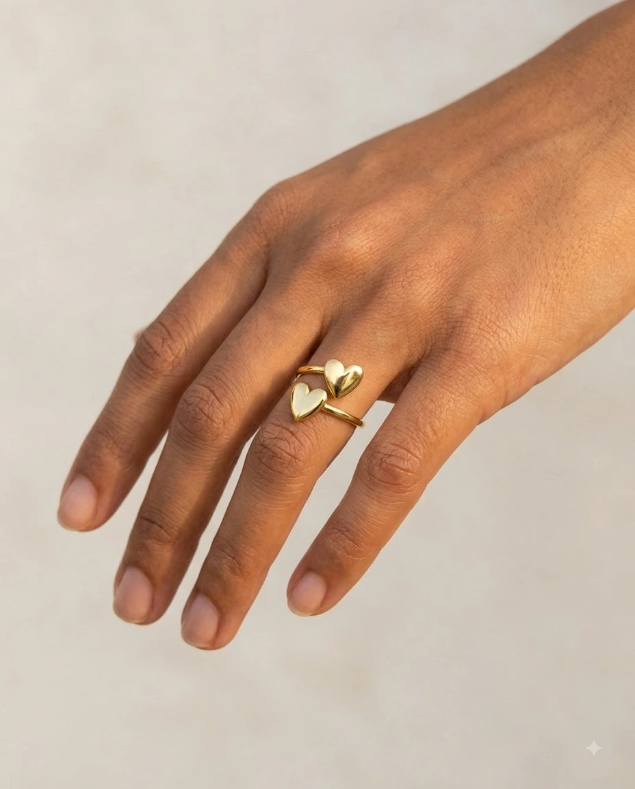 Twin Hearts Wrap Ring