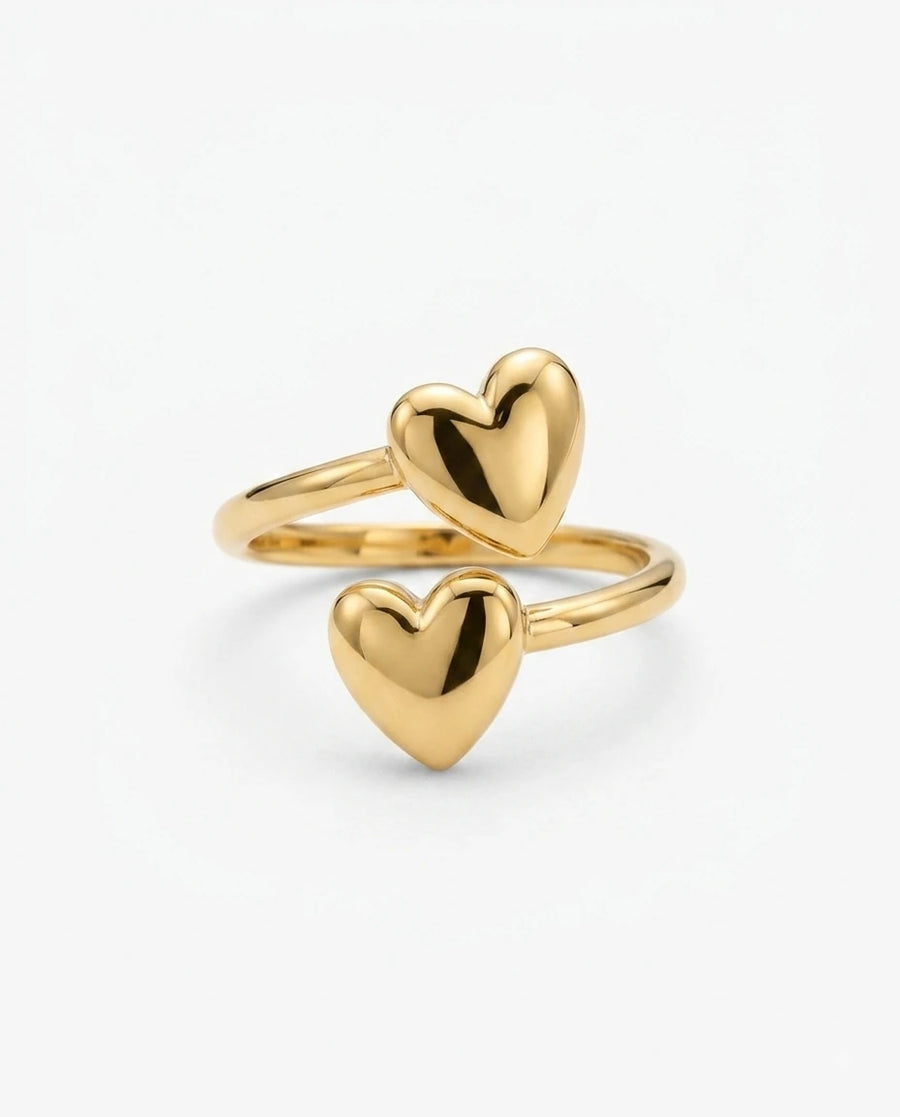 Twin Hearts Wrap Ring